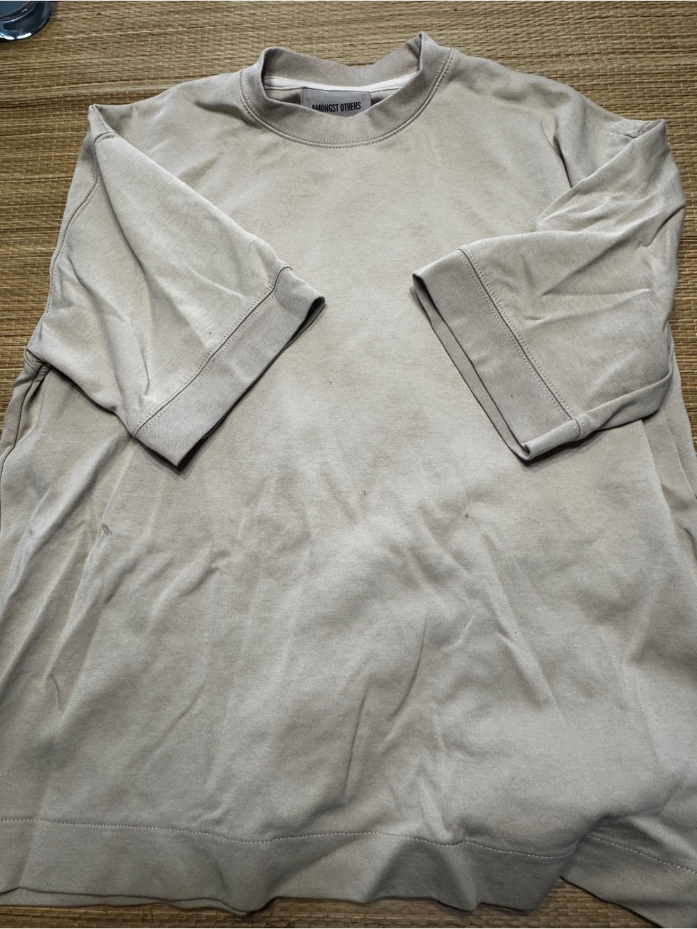 Y2K Men's amongst others Oversized Crewneck Shirt in Light Beige